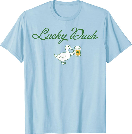 St Patrick's Day Lucky Duck Saint Paddy's Day Irish Beer T-Shirt T-Shirt - T-Shirt | Light Blue
