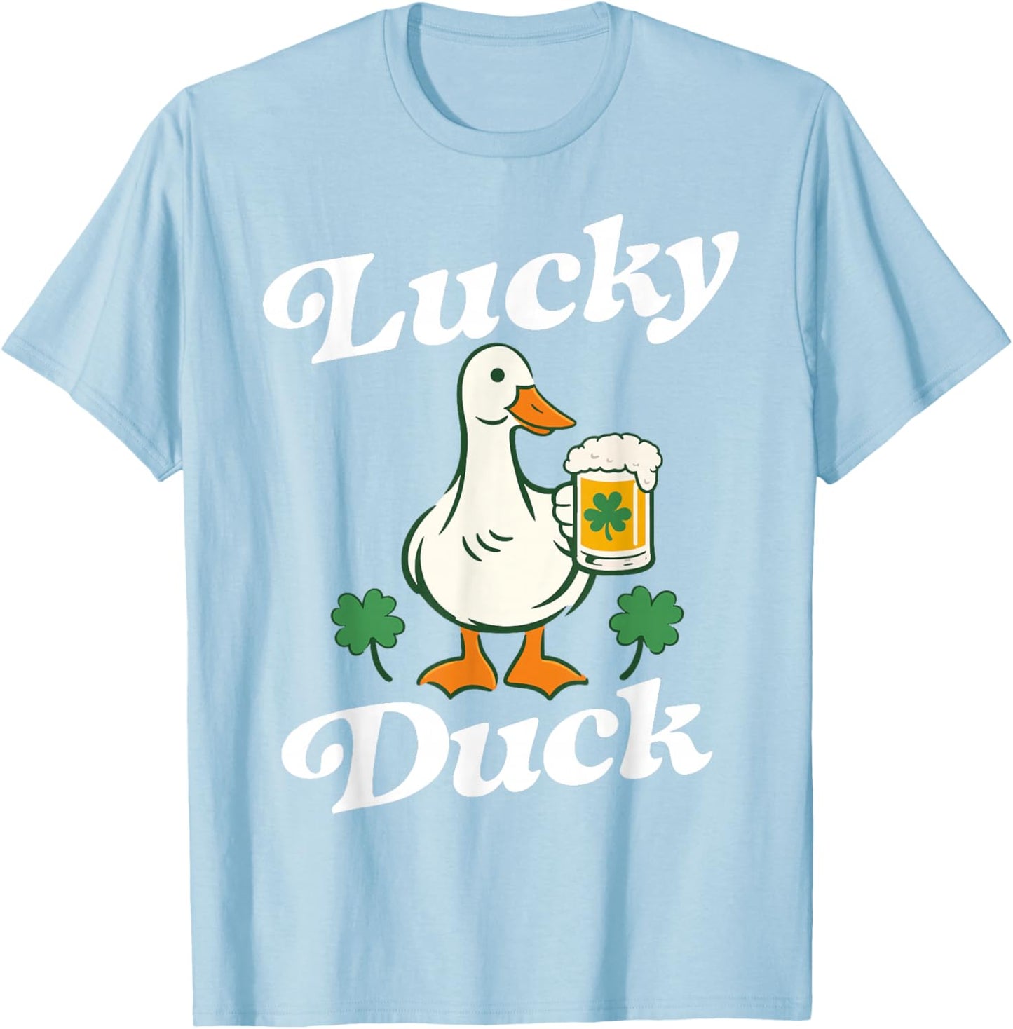 St Patrick's Day Lucky Duck Saint Paddy's Day Irish Beer T-Shirt T-Shirt - T-Shirt | Light Blue