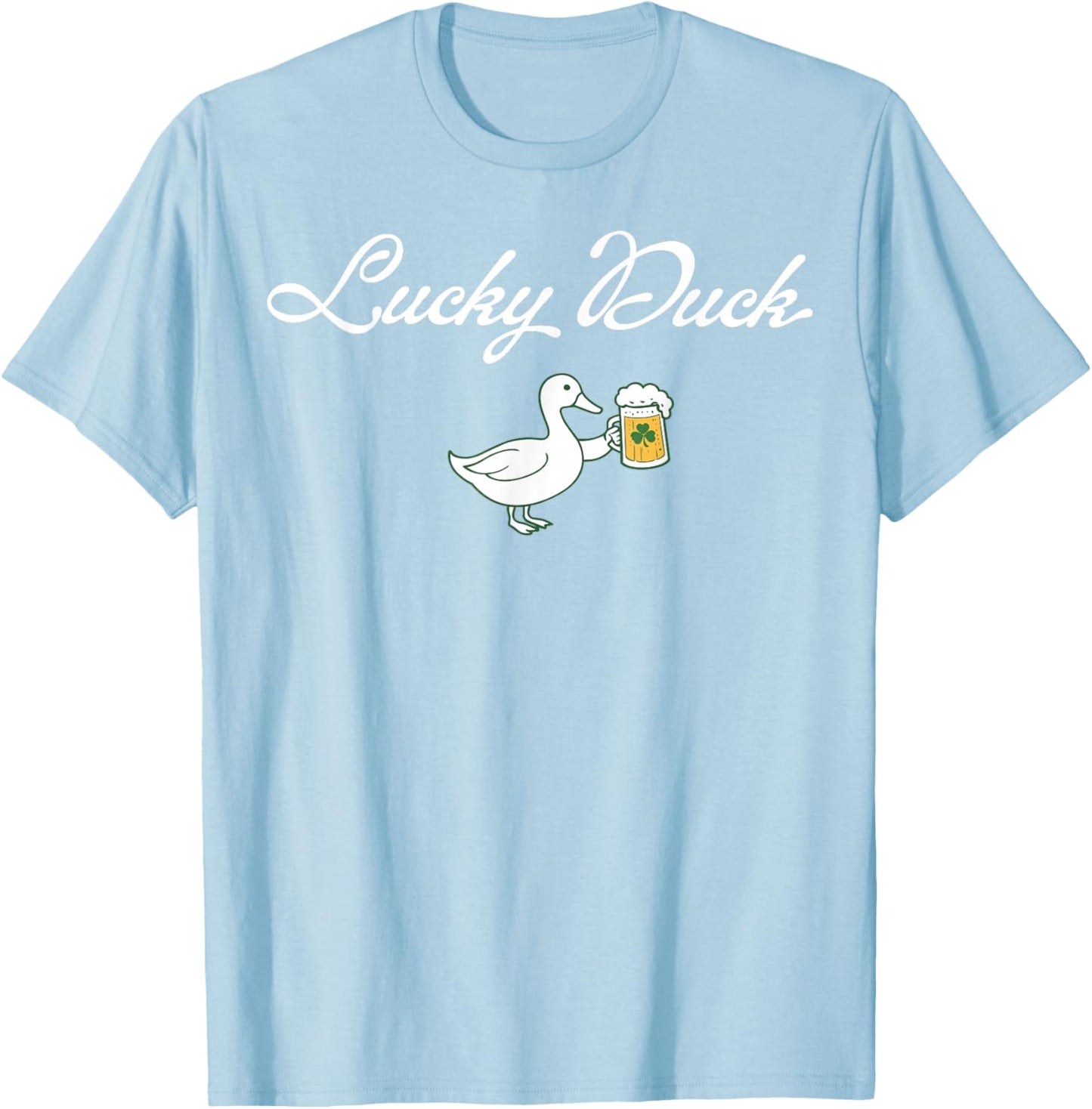 St Patrick's Day Lucky Duck Saint Paddy's Day Irish Beer T-Shirt T-Shirt - T-Shirt | Light Blue