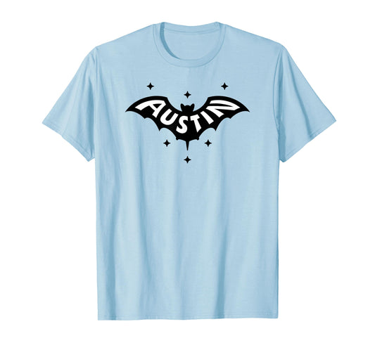 AUSTIN BAT - Austin TX Bat Logo W. Stars Two Tone Design T-Shirt