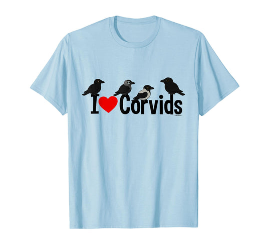 Crows, Ravens, Jackdaws! Cute I Love Corvids Cartoon T-Shirt
