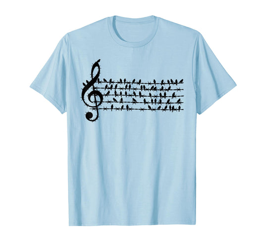 Bird Music Note Funny Clef Musician Art Gifts Men Women Kids T-Shirt