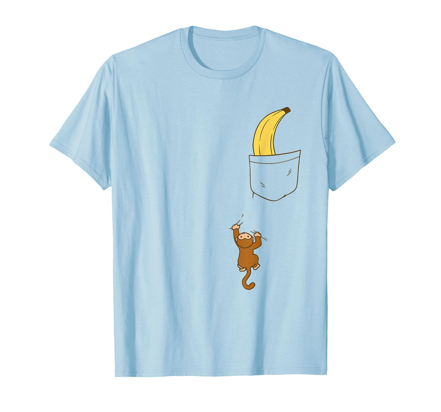 Funny Monkey Climbs A Tshirt To Get Banana Kids Cute Monkey T-Shirt