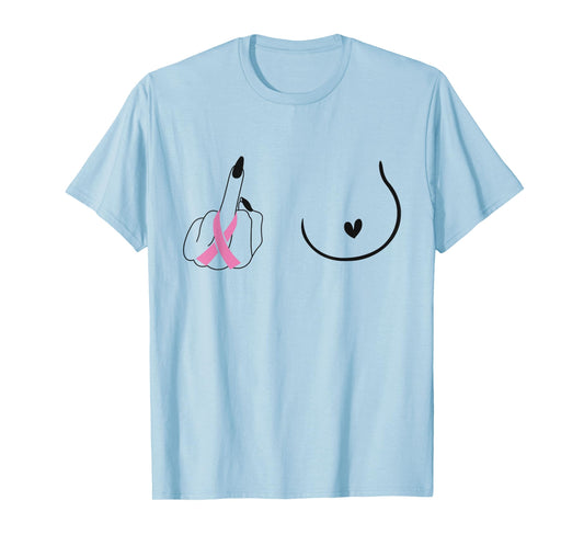 Breast Cancer Pink Ribbon Middle Finger Artistic Breast Mom T-Shirt