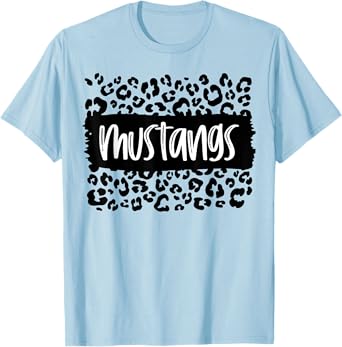 Mustangs Team Mascot School Spirit Game Night Leopard Print T-Shirt
