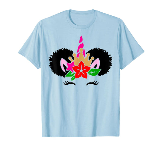 Black Girl Cute Unicorn Afro Hair Puffs Women Melanin T-Shirt