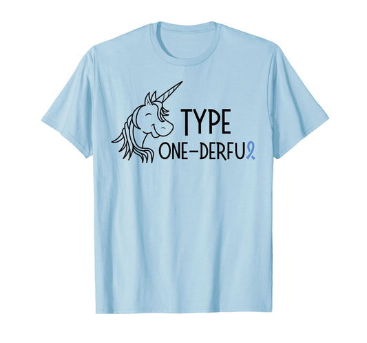 Type One-Derful Type1 diabetes shirt for kids Unicorn Ribbon T-Shirt