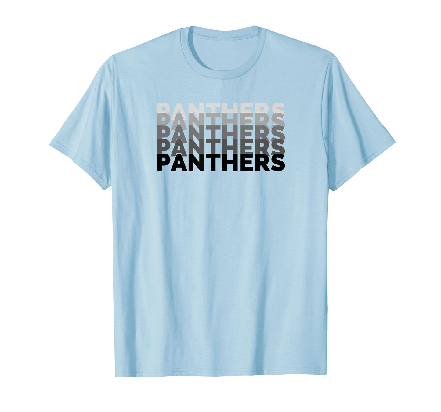 Panther Repeated Black Gray Text High School Spirit Fan Wear T-Shirt