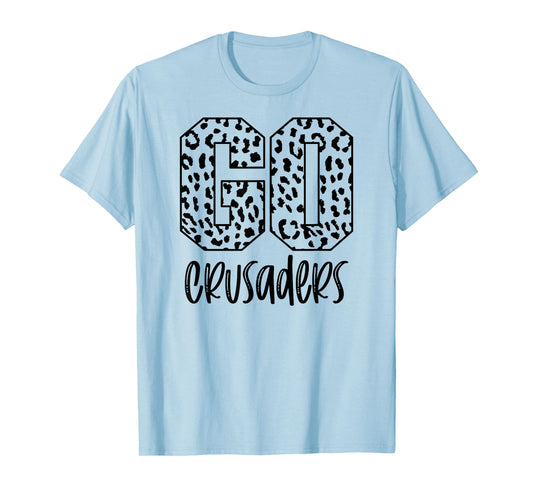 Crusaders Team Mascot School Spirit Game Night Leopard Print T-Shirt