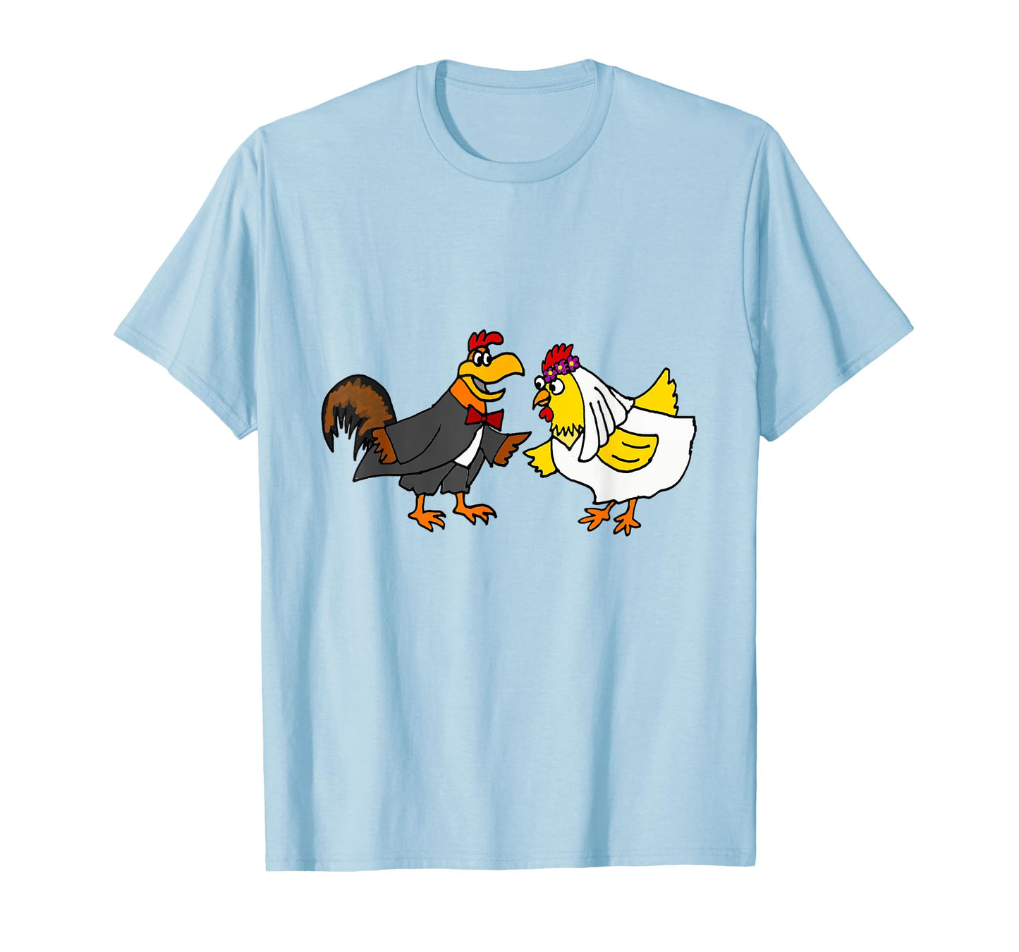 Smilenowtees Funny Rooster and Hen Chicken Wedding T-shirt T-Shirt