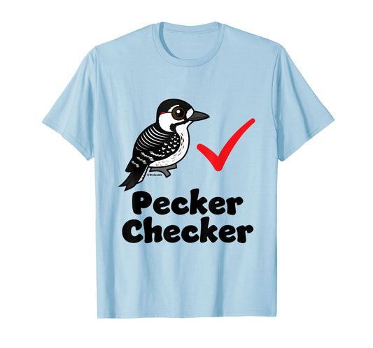 Cute Cartoon Red-cockaded Woodpecker Checker Funny Birder T-Shirt