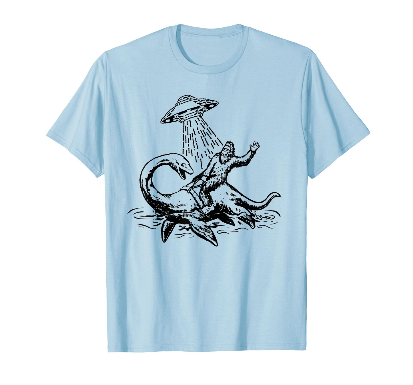 Bigfoot Riding Loch Ness Monster Funny Sasquatch Nessie T-Shirt