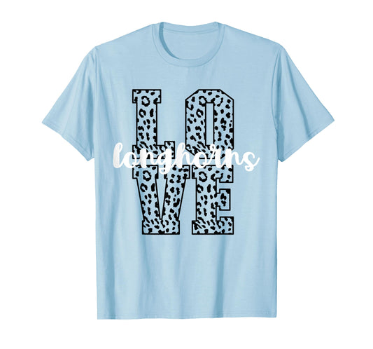 Longhorns Love Team Mascot School Spirit Game Night Leopard T-Shirt