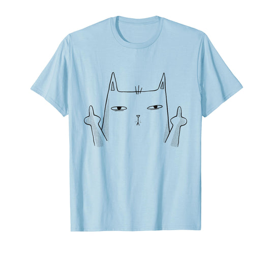Middle Finger Cat Flip Bird GFY Meme Joke Funny Cat T-Shirt for Men Women