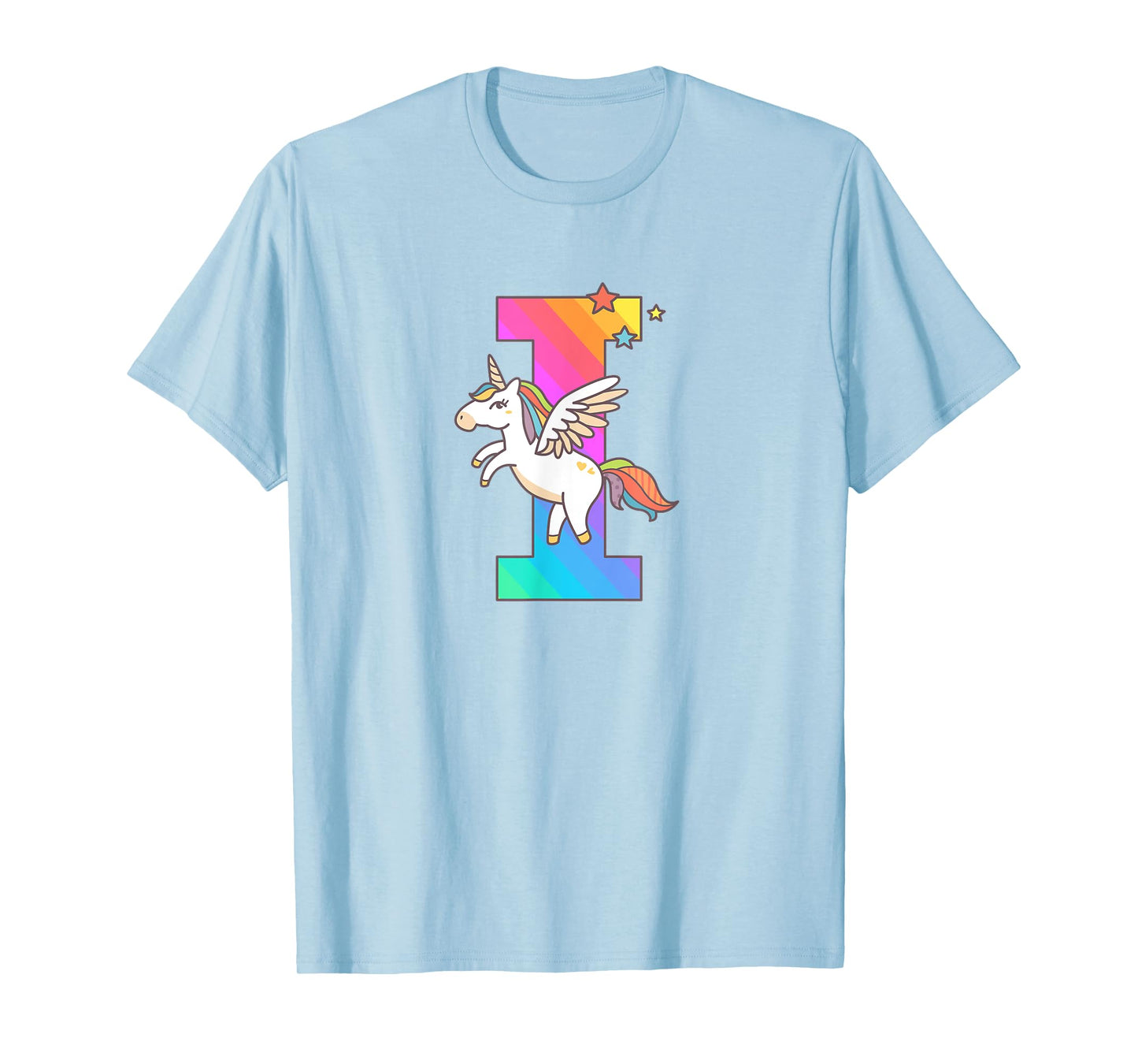 Unicorn Monogram Letter I Initial Cute Girls Birthday Gift T-Shirt