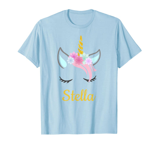 Stella White Unicorn Name T-Shirt