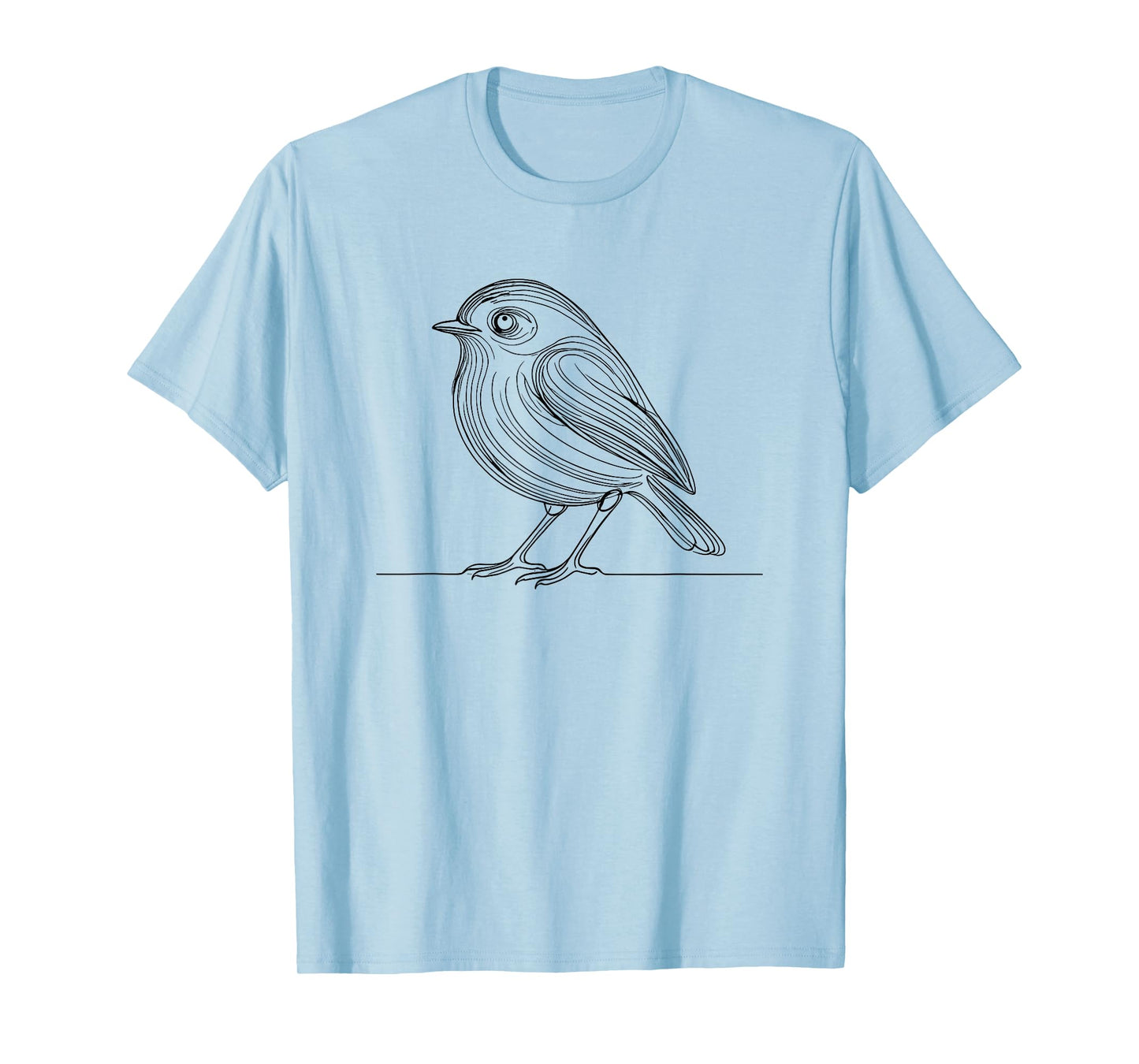 Line Art American Robin Bird T-Shirt