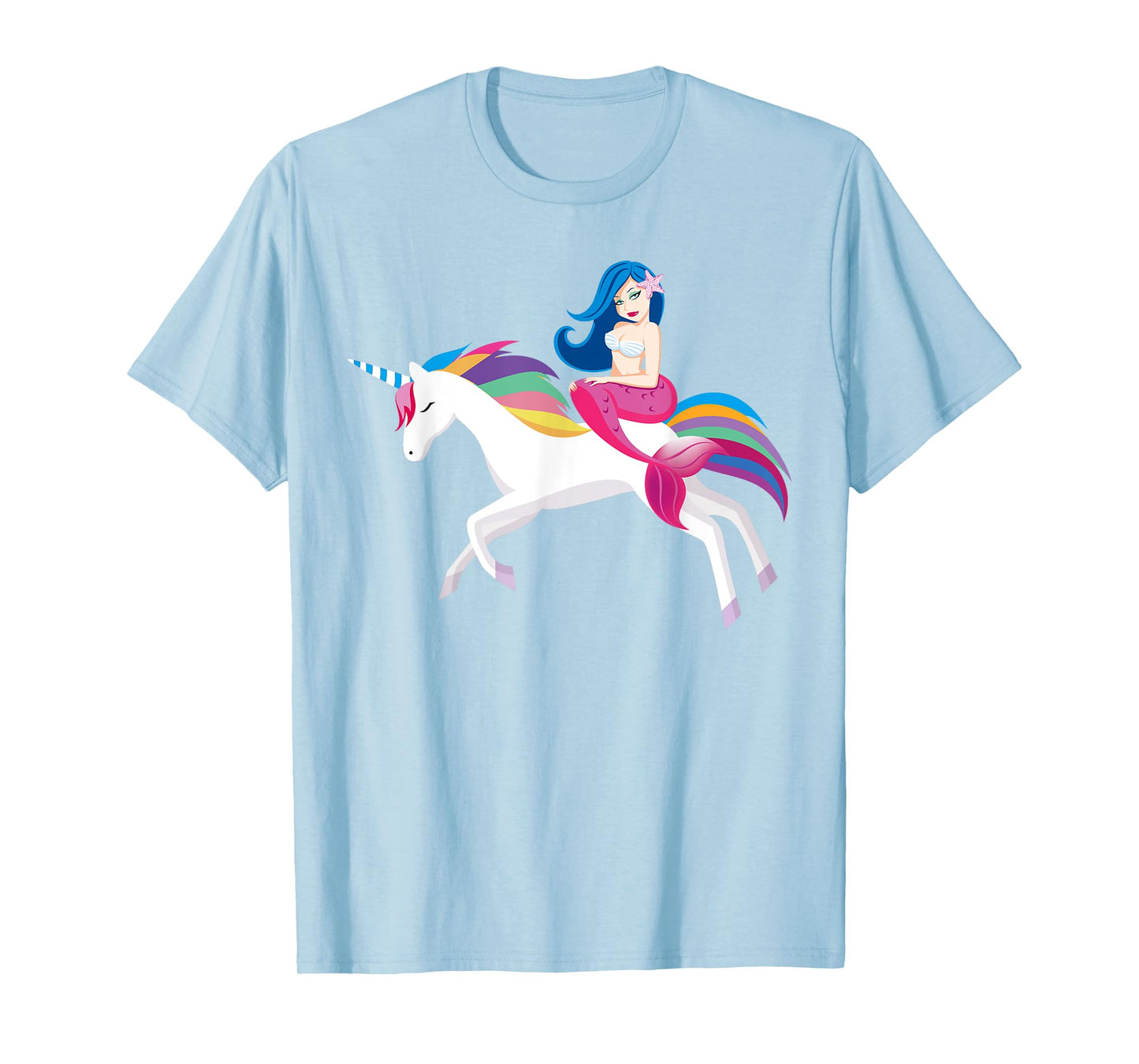 Unicorn Mermaid - Funny Mermaid Riding Unicorn T Shirt