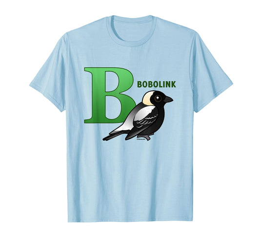 B is for Bobolink Cute Cartoon Bird Design | Bird Alphabet T-Shirt