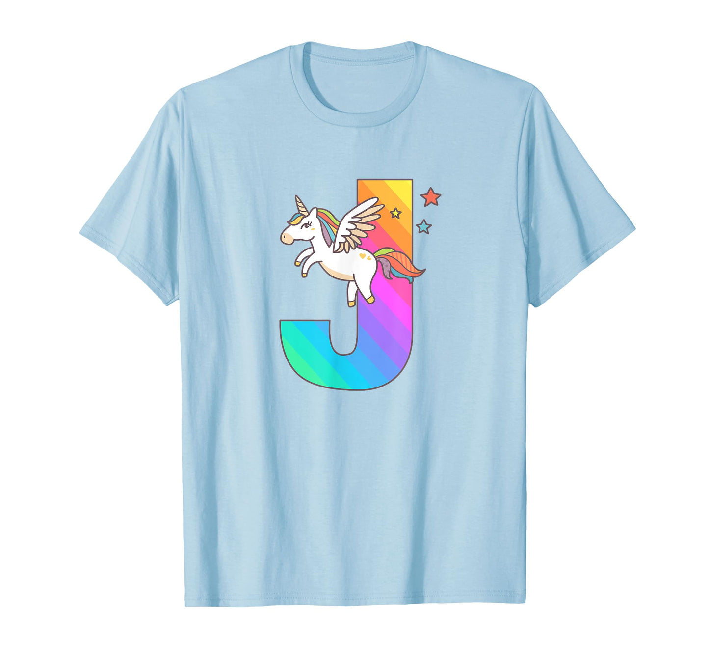 Unicorn Monogram Letter J Initial Cute Girls Birthday Gift T-Shirt