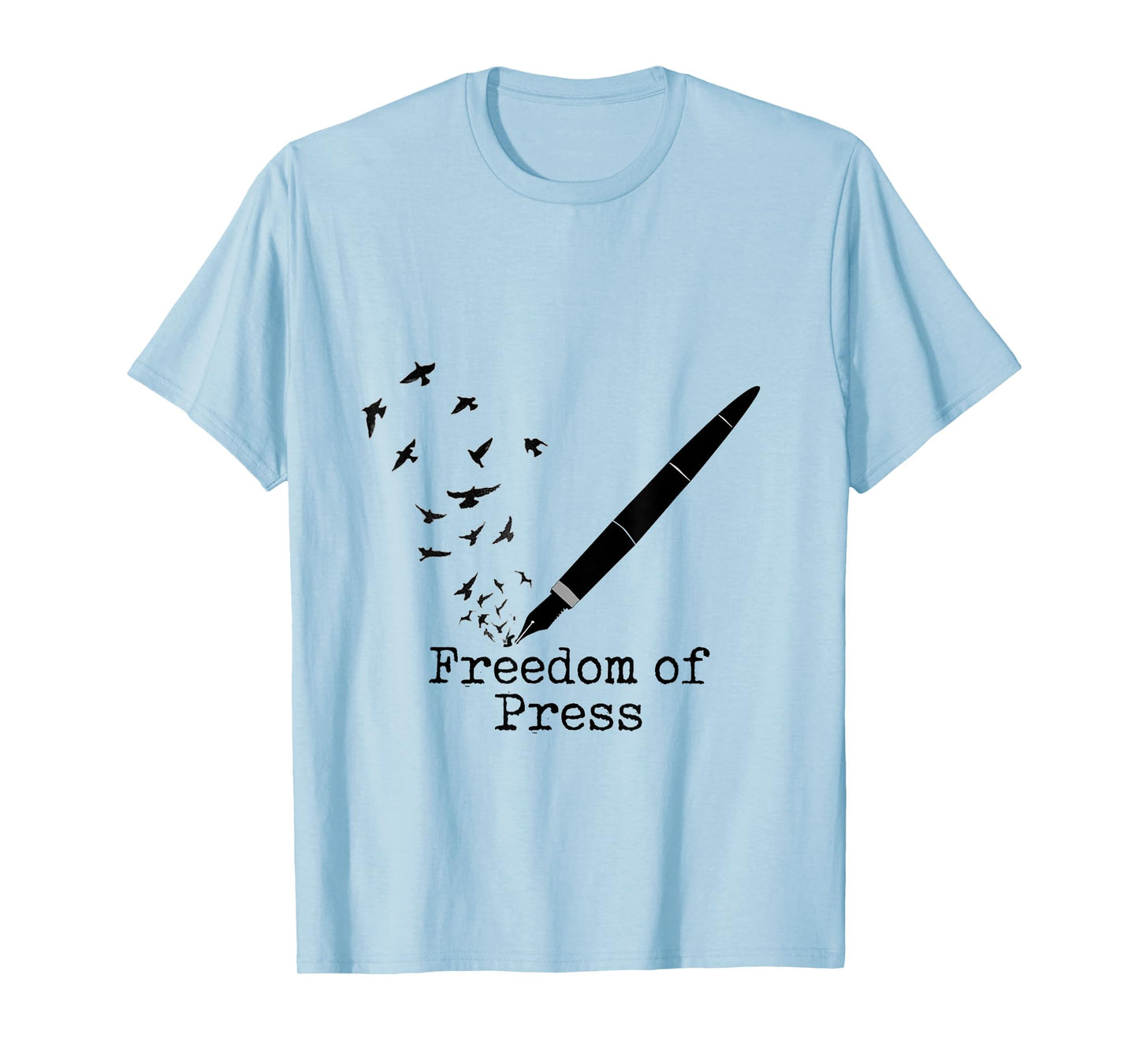 Black Fountain Pen Freedom Of Press Flock Of Birds T-Shirt T-Shirt