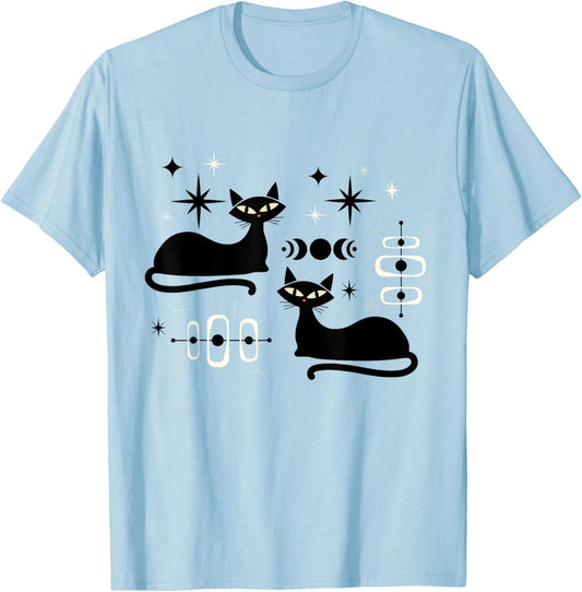 Midcentury Mid Century Cat Retro Atomic Age Space Modern T-Shirt