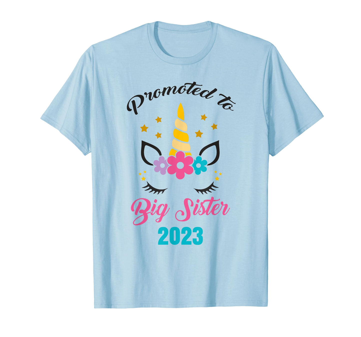 Cute Promoted to Big Sister 2023 Girls Unicorn T-Shirt