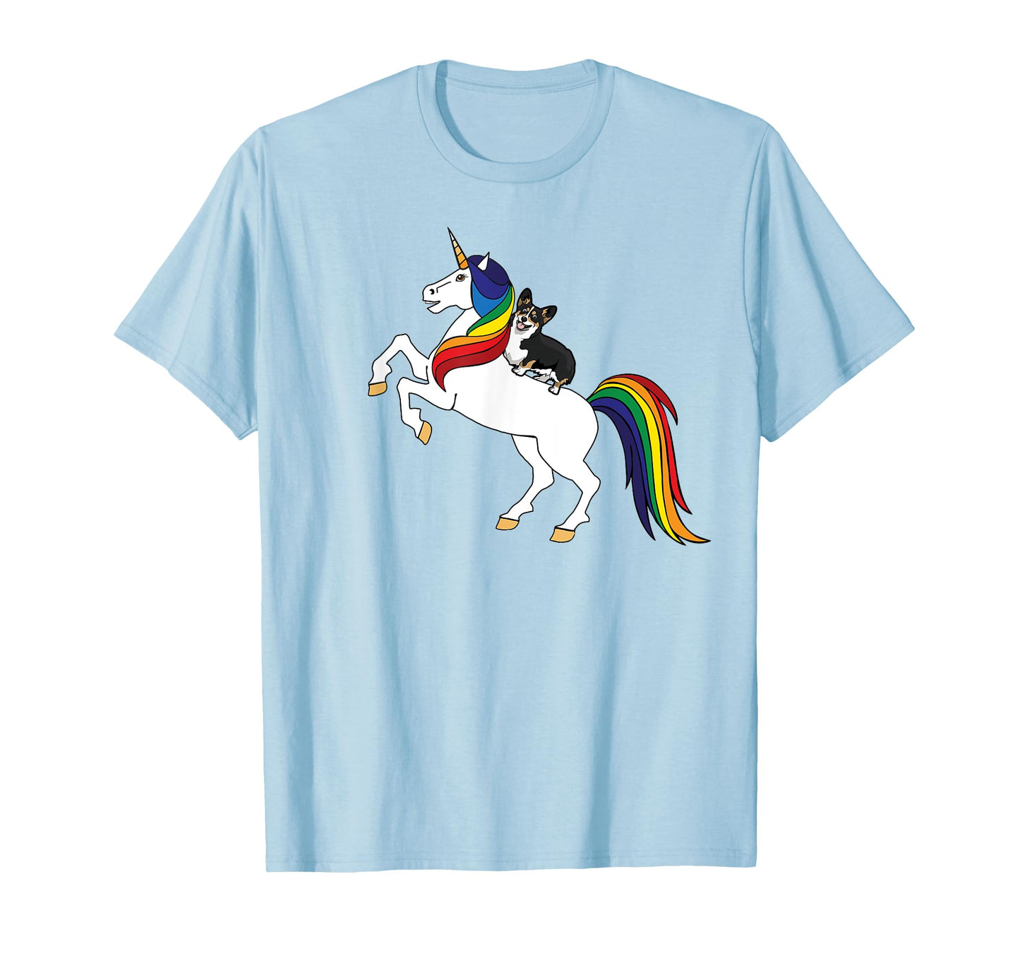Funny Kids Womens Unicorn Pembroke Black Tri Corgi Lover T-Shirt