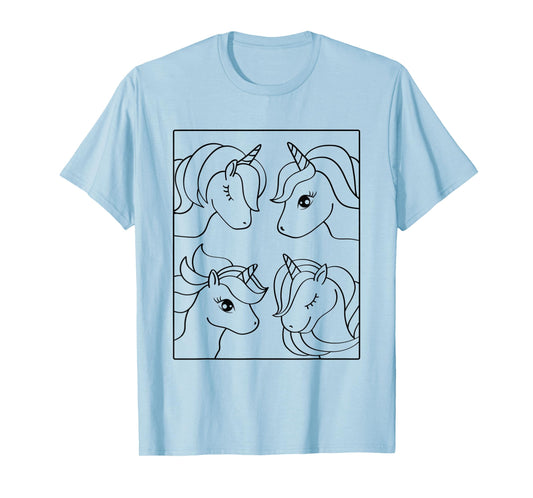 Coloring shirt DIY. Funny unicorns tshirt to paint on T-Shirt