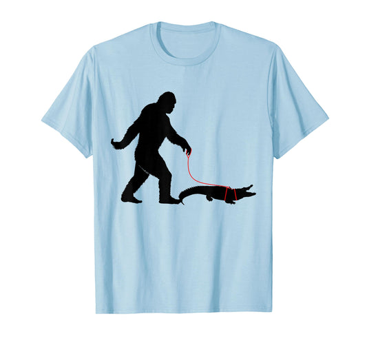 Bigfoot Walking A Crocodile Funny Alligator Animal Lovers T-Shirt
