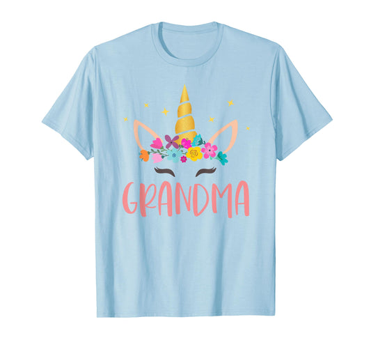 Grandma Unicorn Floral Birthday Matching T-Shirt