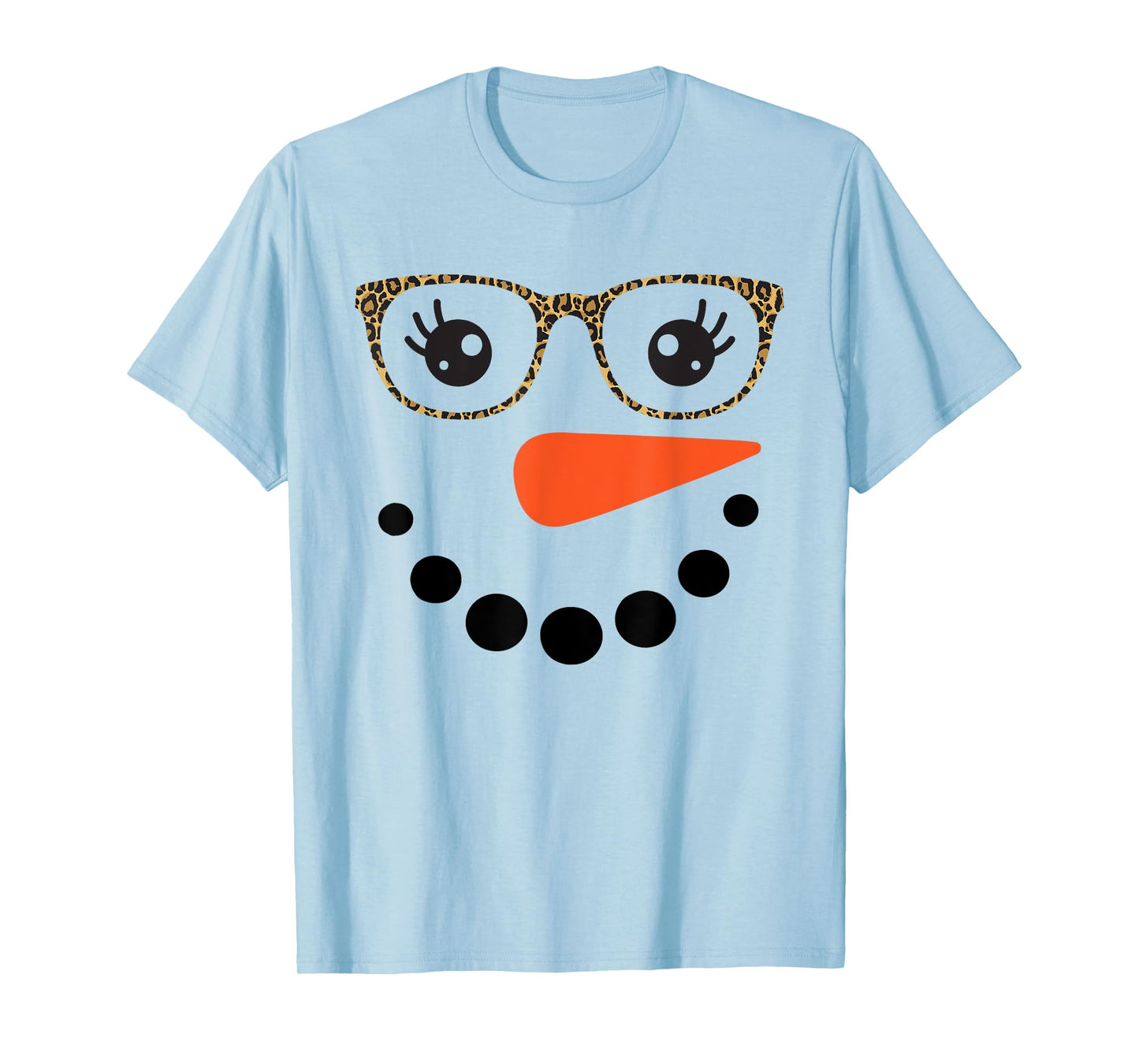 Girl Snowman Face Eyelashes Christmas Snowman Costume Women T-Shirt