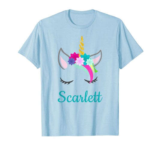 Scarlett Rainbow Unicorn Name T-Shirt