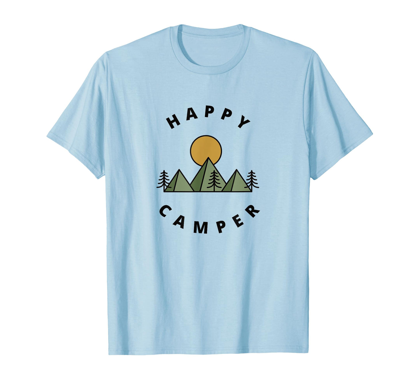 Happy Camper Camping Camp Forest Mountains Minimalist Mens T-Shirt