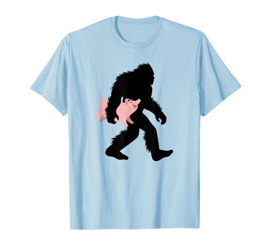 Bigfoot Carrying Pig Cute Swine Sasquatch With Hog T-Shirt