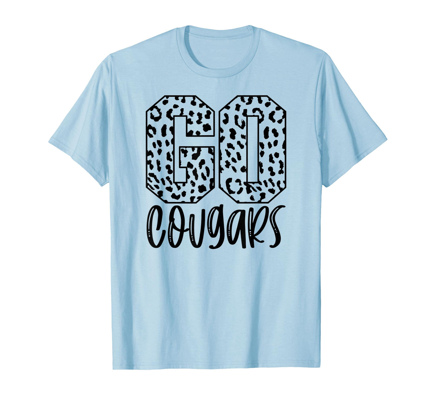 Cougars Team Mascot School Spirit Game Night Leopard Print T-Shirt