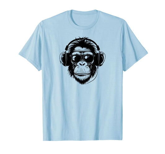 Cute Chimpanzee Monkey Headphone DJ Primate Chimp T-Shirt