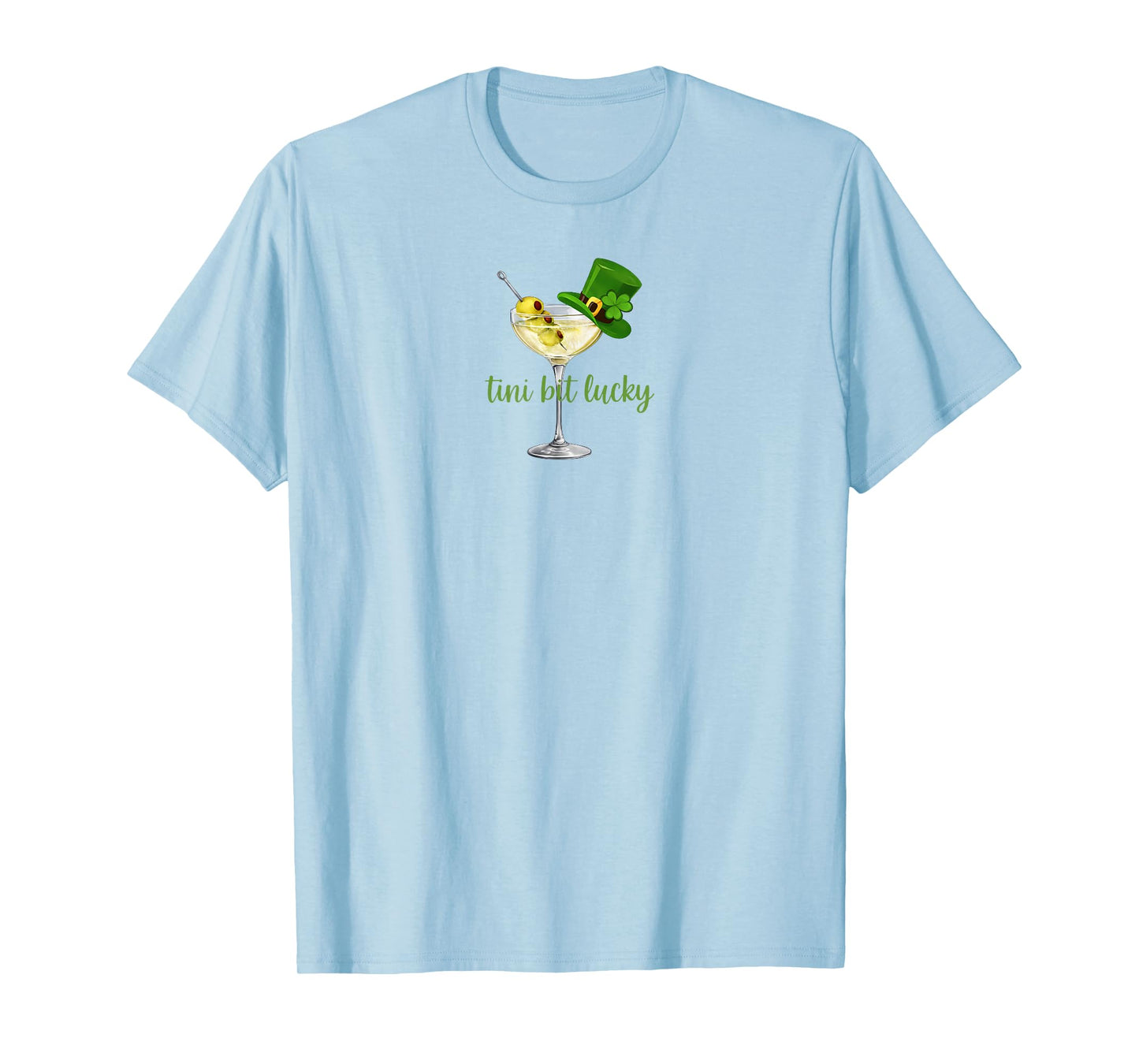 St. Patrick's Day Martini Irish Baby Tini Bit Lucky Shamrock T-Shirt - T-Shirt | Light Blue
