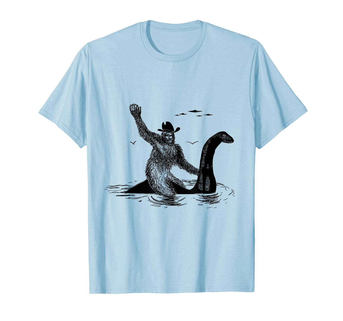 Check out my other Bigfoot T-Shirts Bigfoot Riding on Nessie Lochness, Cowboy, Yeti T-Shirt for Women, Men, Unisex-Adults, Grey, Small, Classic Fit, Short Sleeve, Cotton, Polyester