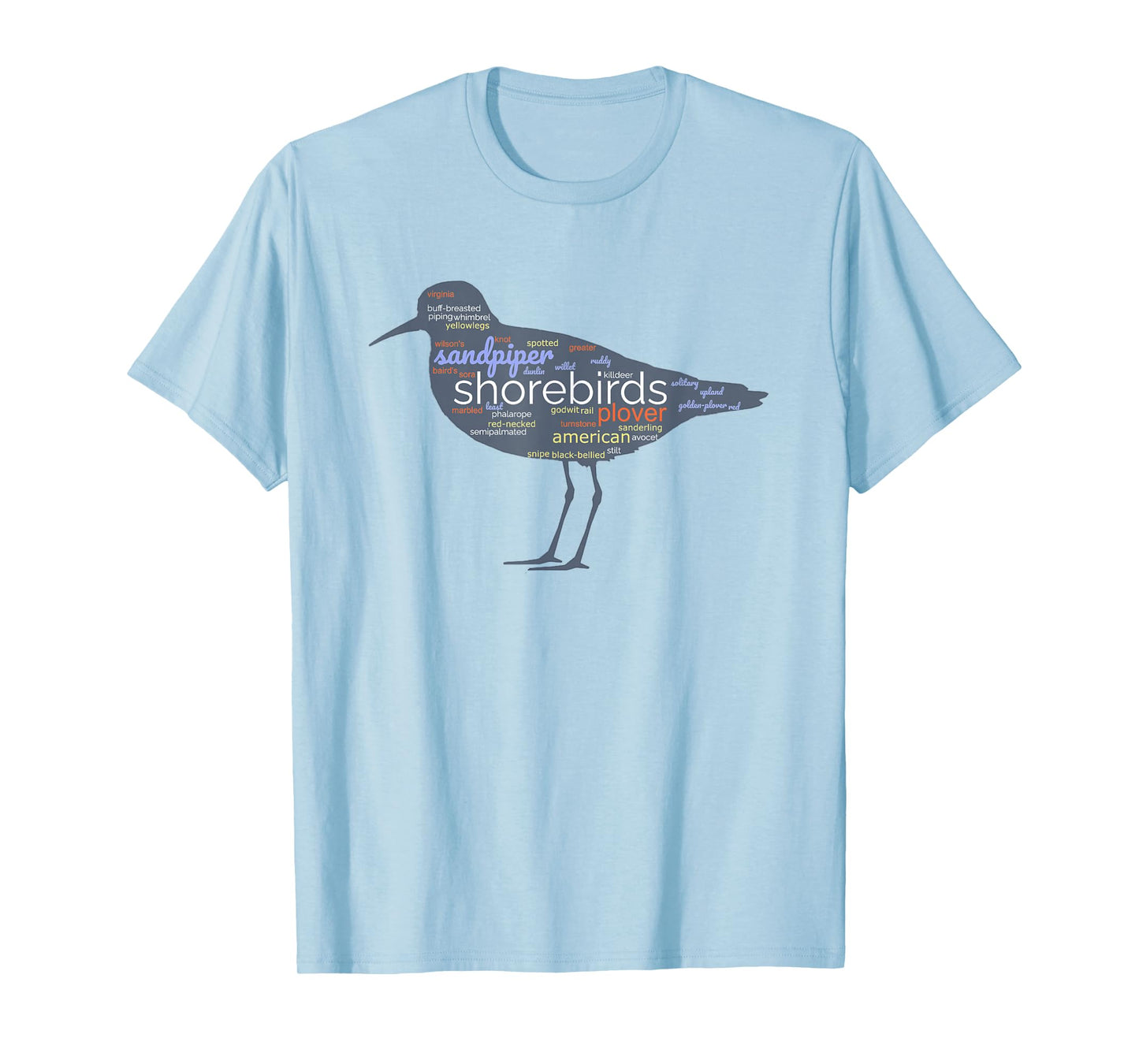 Shorebirds Wordcloud Sandpiper Plover for Bird Lovers T-Shirt