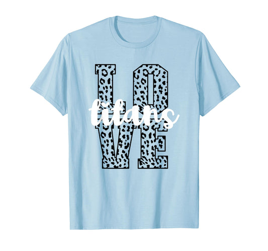 Titans Love Team Mascot School Spirit Game Night Leopard T-Shirt