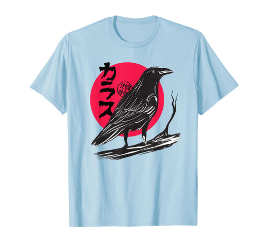 Red Moon Raven Crow Bird Japanese T-Shirt