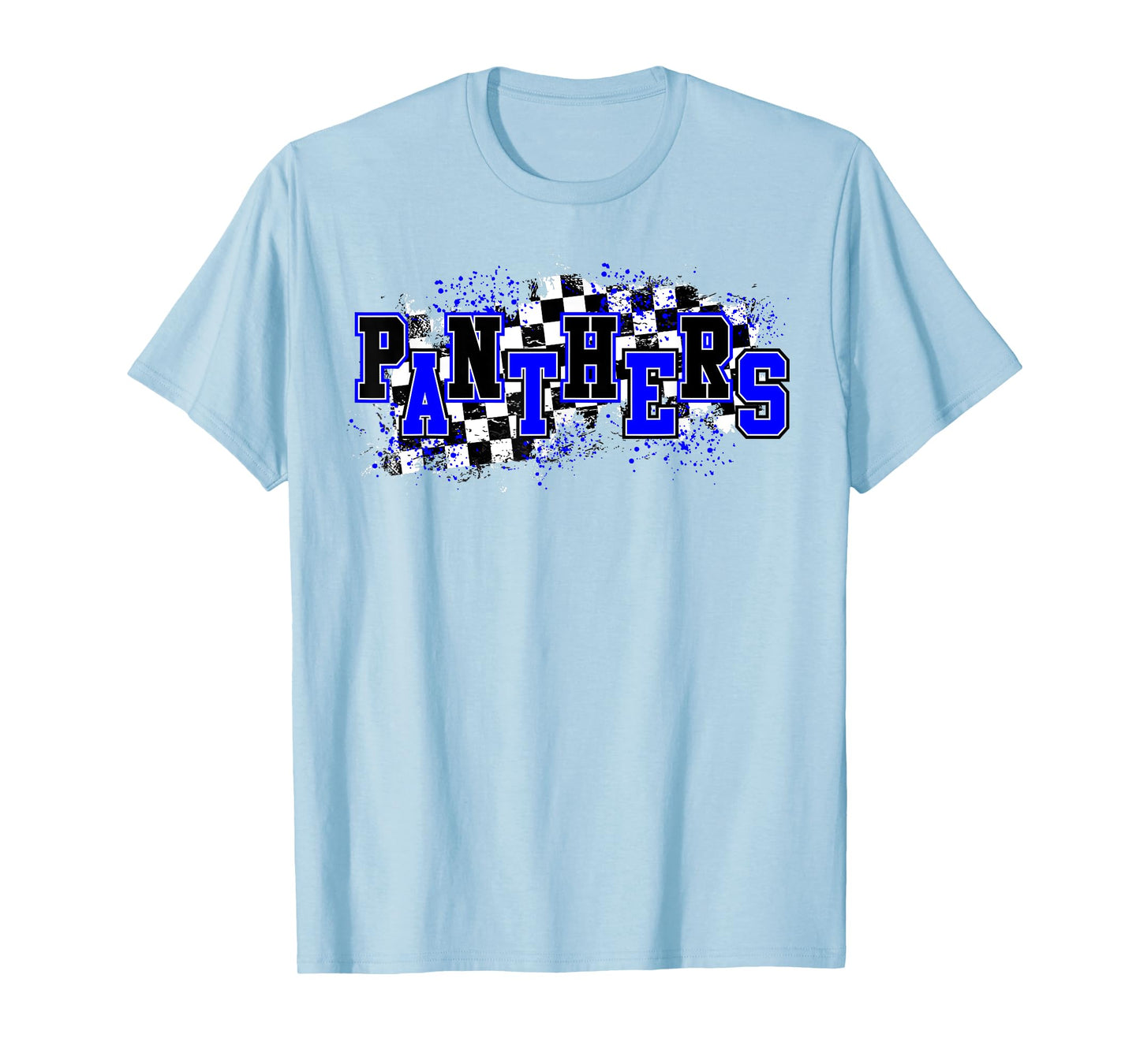 Panthers Checkered Print Panther Pride School Spirit Mascot T-Shirt