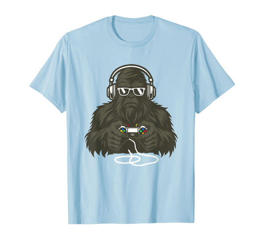 Sasquatch Bigfoot Video Gamer Retro Gaming Men Boys Teens T-Shirt