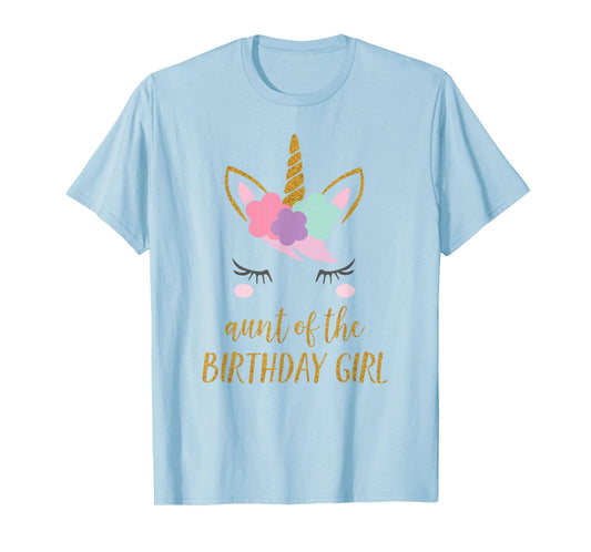 Cute Unicorn Aunt Shirt, Aunt of the Birthday Girl T-Shirt
