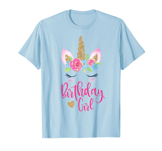 Unicorn Birthday Girl Shirt Pink Cute Theme Party T-Shirt T-Shirt