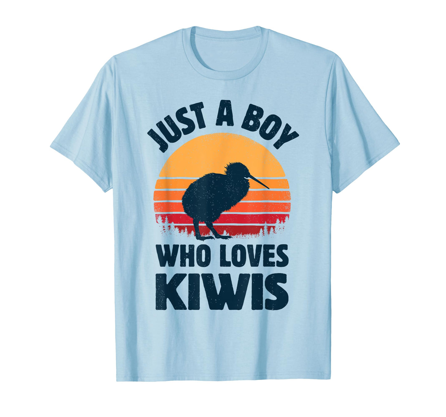 Kiwi Just A Boy Who Loves Kiwis Bird Retro Vintage Sunset T-Shirt
