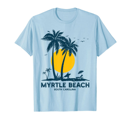 Family Vacation Retro Sunset South Carolina Myrtle Beach T-Shirt