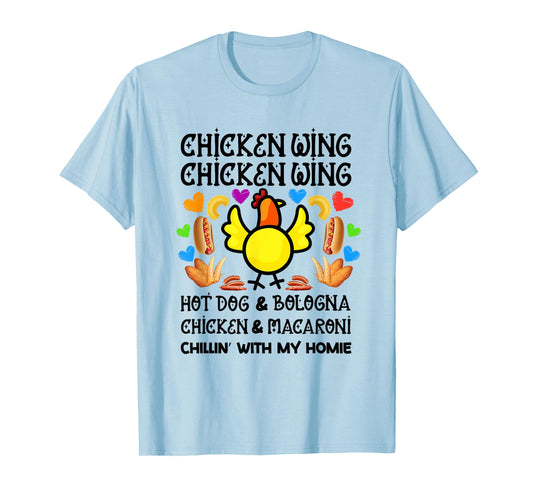 Cooked Chicken Wing Chicken Wing Hot Dog Bologna Macaroni T-Shirt for Men Women Girls Kids