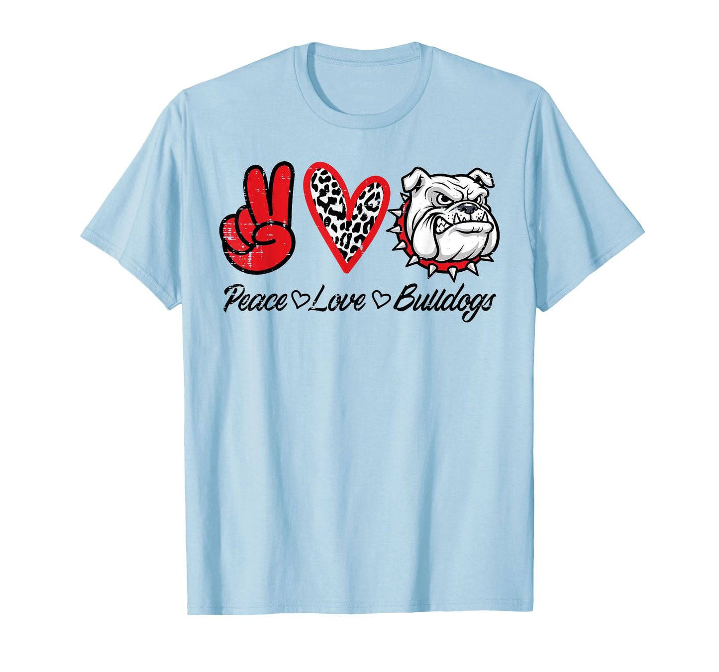 Peace Love Bulldog Men Kids Boys Girls Youth Women Teen T-Shirt
